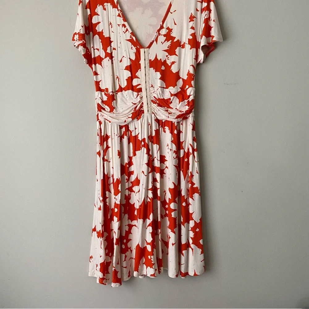 Maeve Anthropologie Stretchy Summer Breeze Dress Orange Floral Size Large - Picture 5 of 12